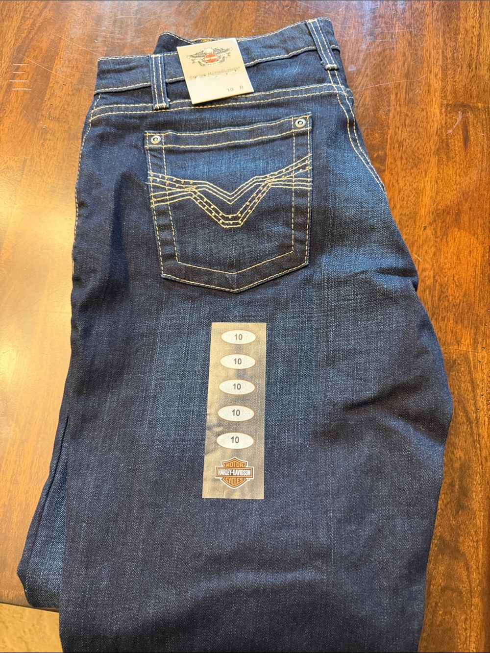 Harley-Davidson Women's Dark Blue Bootcut Jeans with Contrast Stitching